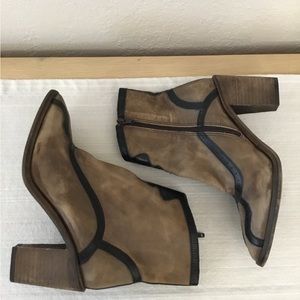Free People Woman’s Western Camel Sand Genuine Leather Ankle Boots Size 38